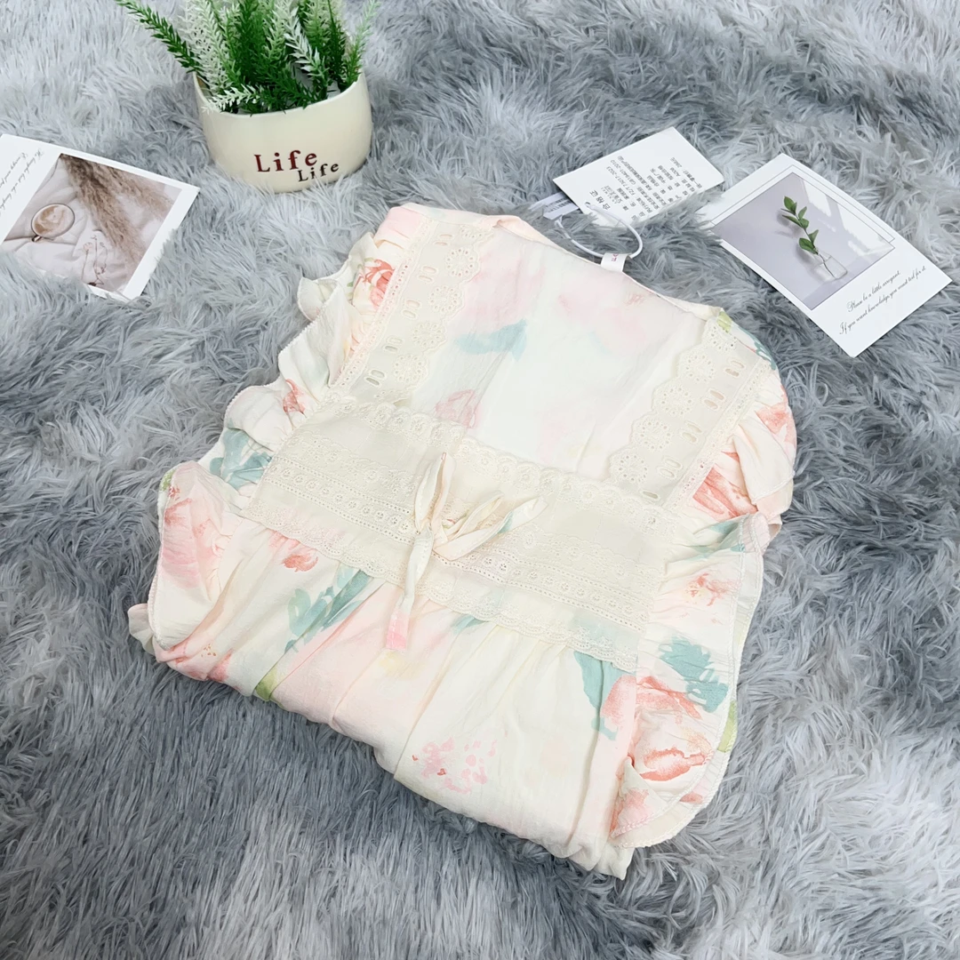 【R709】夏季清凉一夏鲜花满印睡裙+胸垫