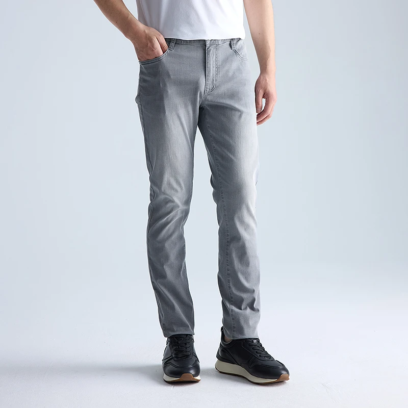 利郎【醋酸天丝】2025新款男士夏季水洗薄款透气弹力修身时尚牛仔裤