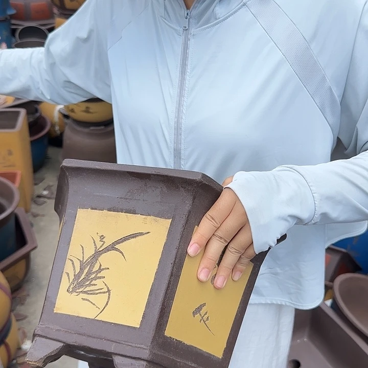 32黄六方花盆花盆花盆花盆