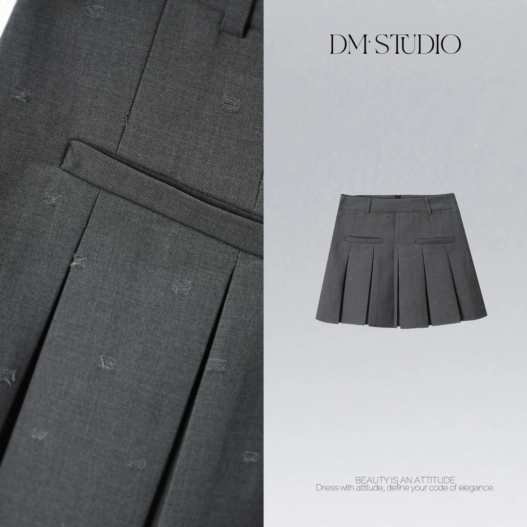 DEDM•STUDIO/气质静奢百搭修身A字显瘦百褶半身裙2506BSQ/YJ2A11