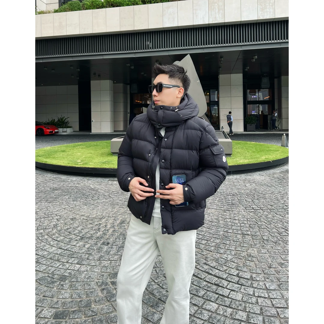 【丝绸玛雅】秋冬新款外衣厚款90白鸭绒连帽保暖男士羽绒服夹克外套