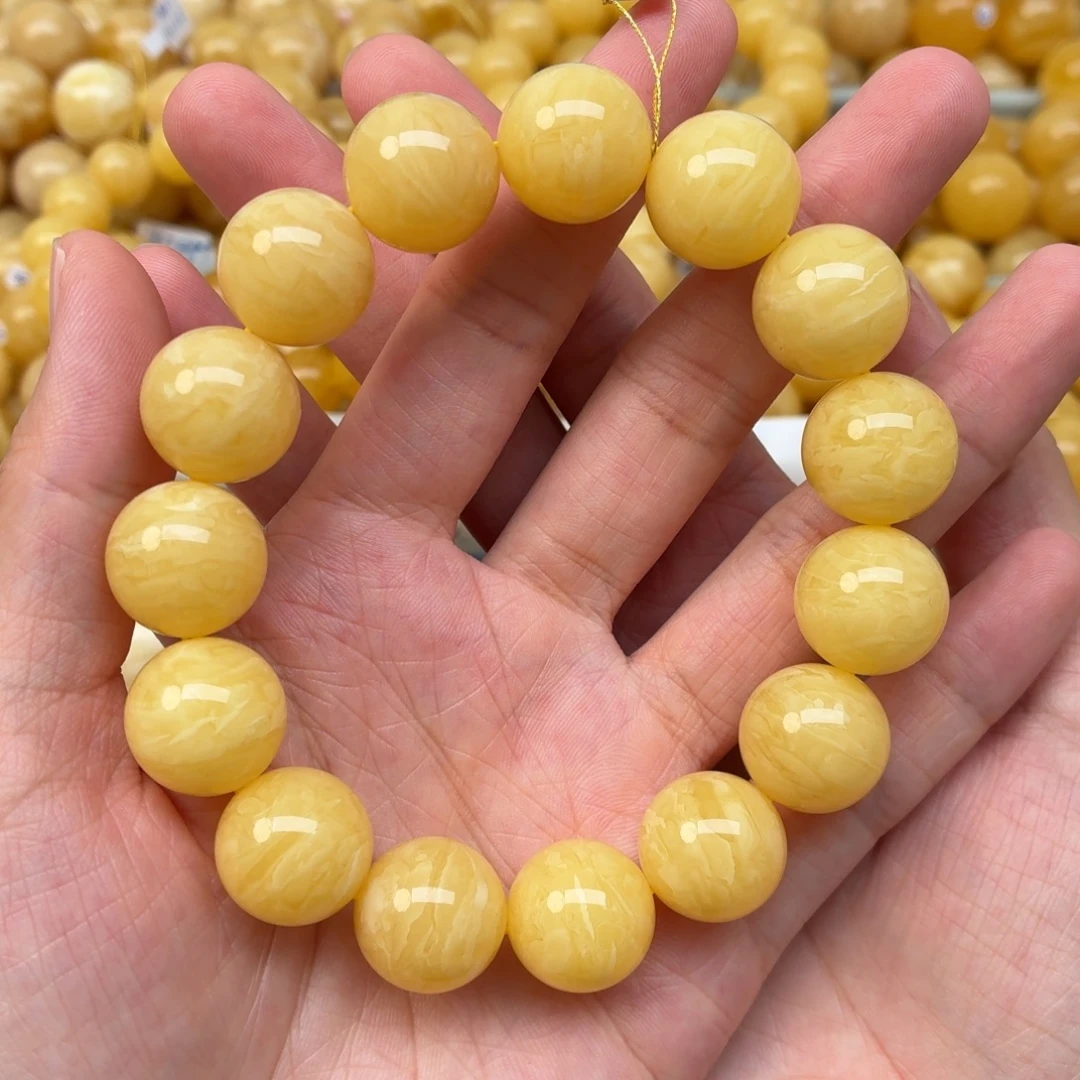 裸石蜜蜡未镶嵌15.8同料虎皮手串