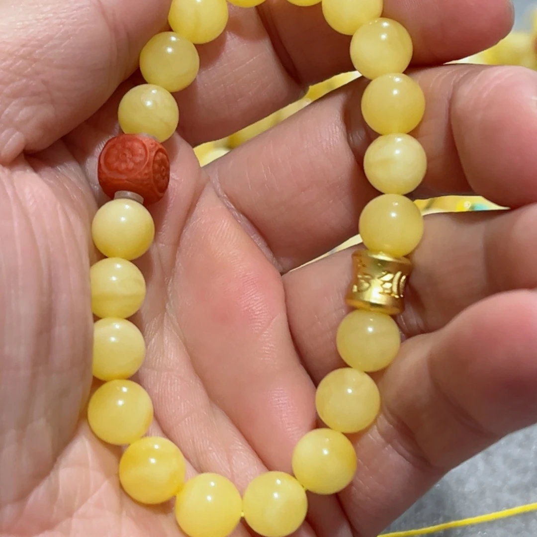 蜜蜡手串未镶嵌琥珀蜜蜡手串8mm+
