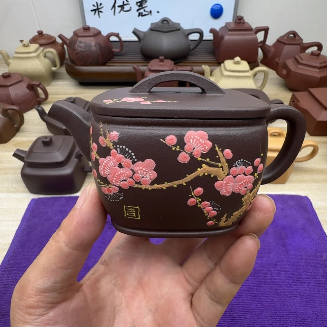 紫泥壶半手工制作。紫泥。四方汉瓦180毫升