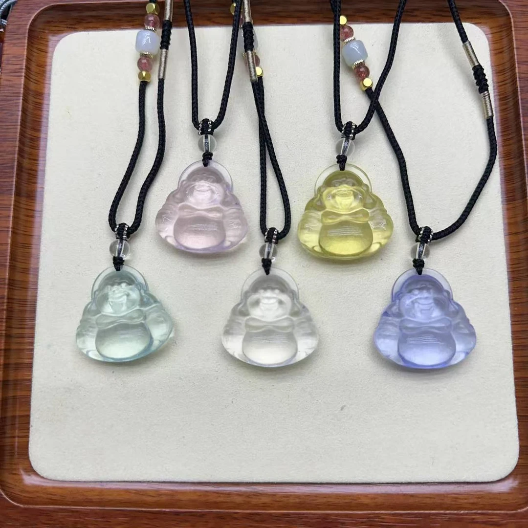【白粉黄绿紫水】佛公吊坠【含绳子】尺寸高度30mm宽度30mm多样性发一