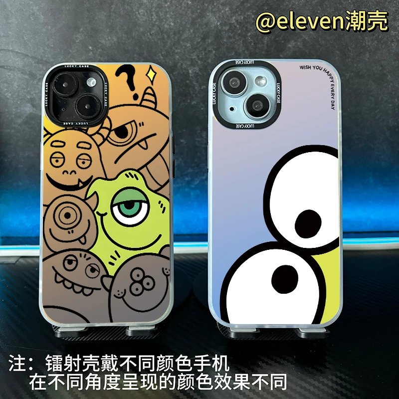 小怪兽-【镭射】软包硬背炫彩手机壳适用于苹果16/vivo/oppo小米15