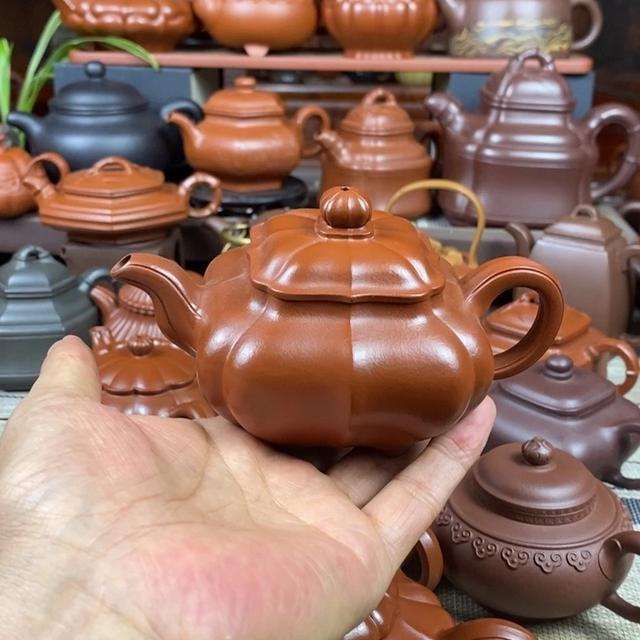 茶壶紫砂筋纹传炉260CC原矿赵庄朱泥双十一特价