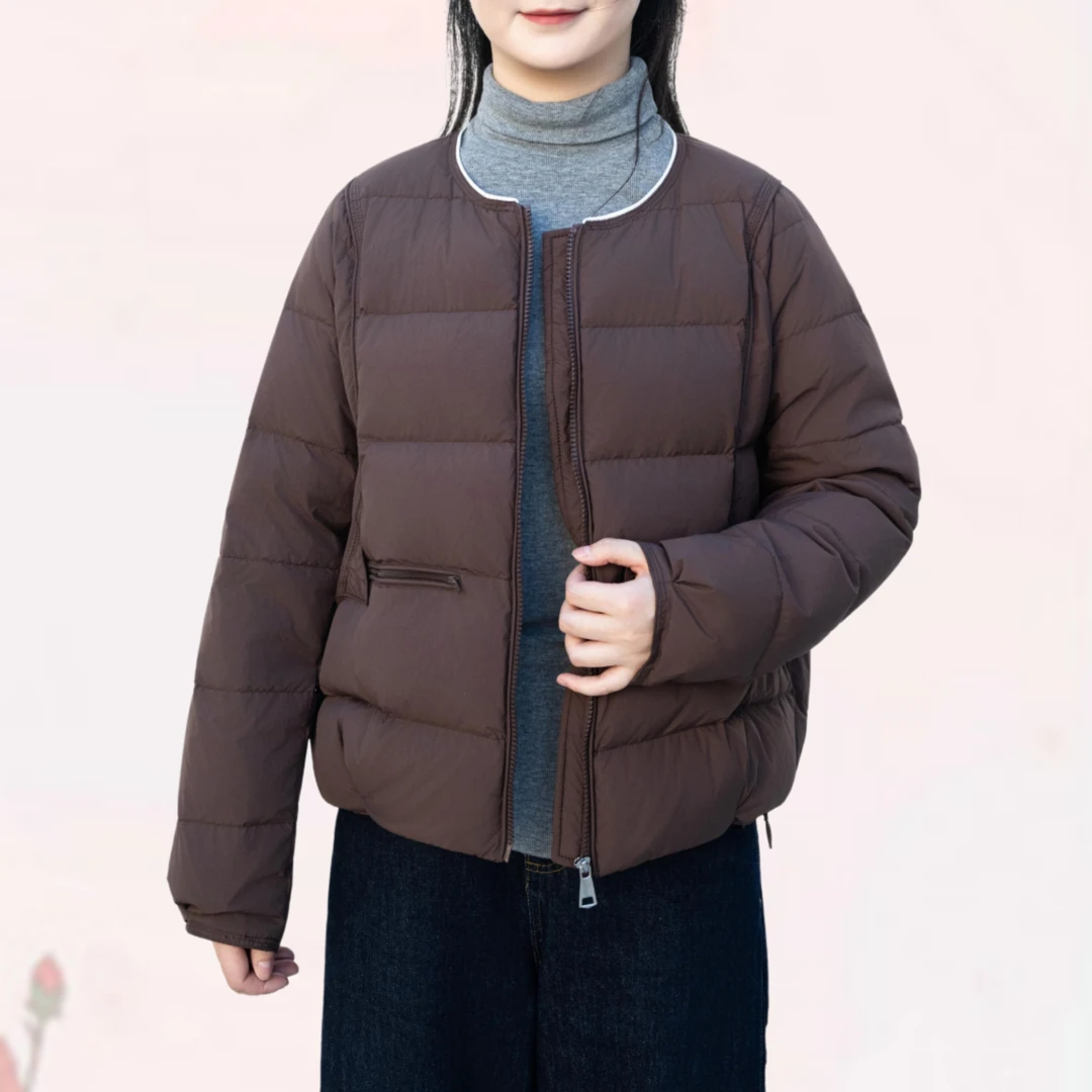 品牌90鹅绒服拉链款羽绒服女短款外套