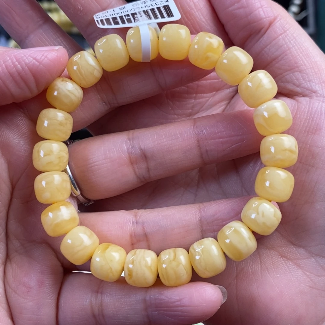 琥珀未镶嵌裸石虎皮纹老型手串10