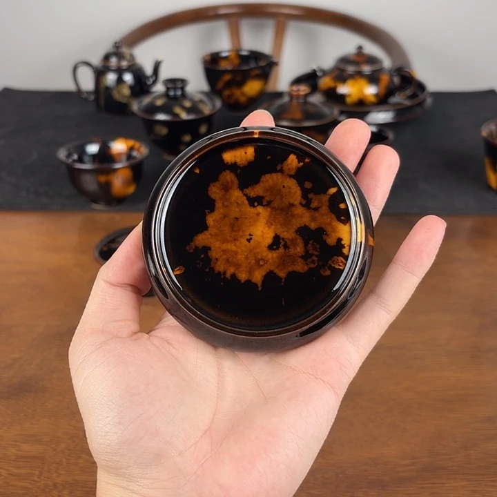 陶瓷玳瑁釉扁平盖置