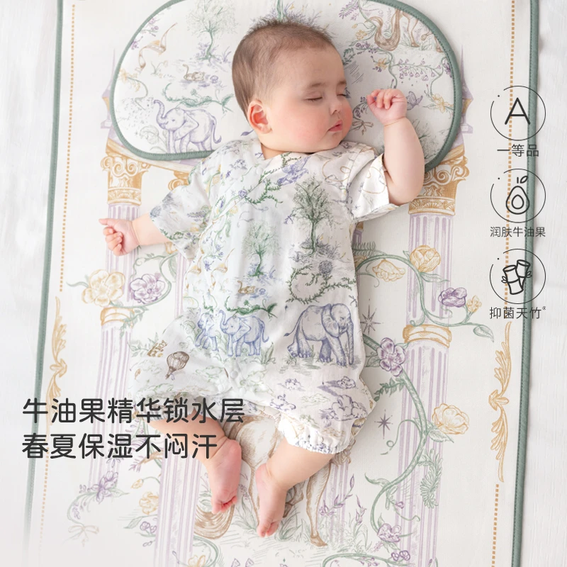 鹿小漫婴幼儿连体衣夏季空调服睡衣竹棉纱布透气宝宝薄款衣服哈衣