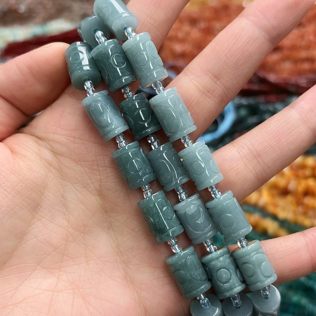 玛瑙/玉髓未镶嵌珠宝半成品10×15翡翡柱子10颗