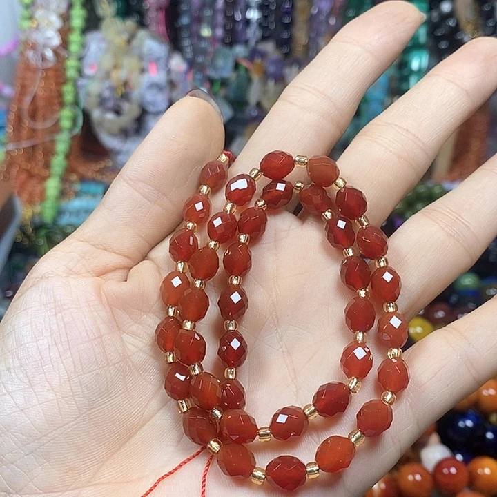未镶嵌玛瑙/玉髓珠宝半成品A级玛瑙切面米珠卡6*8mm
