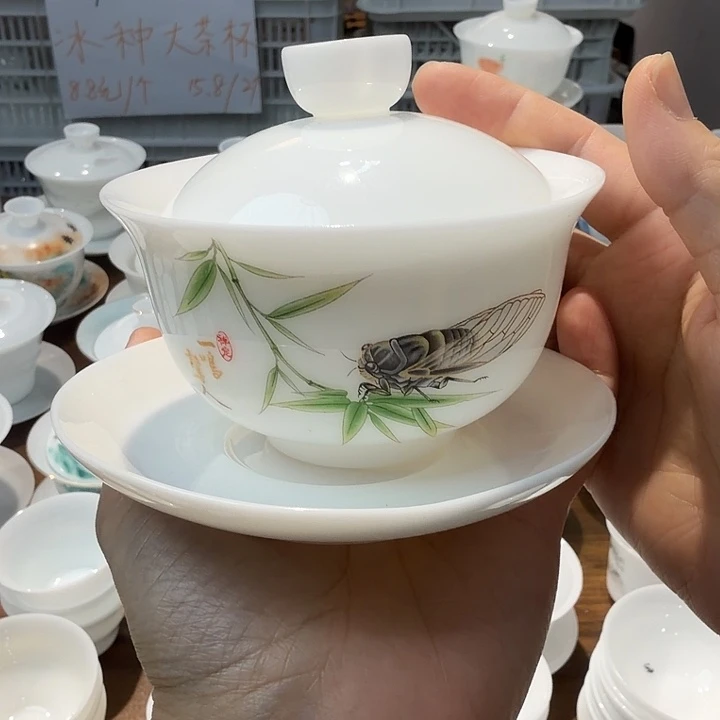 冰种一鸣惊人三才盖碗