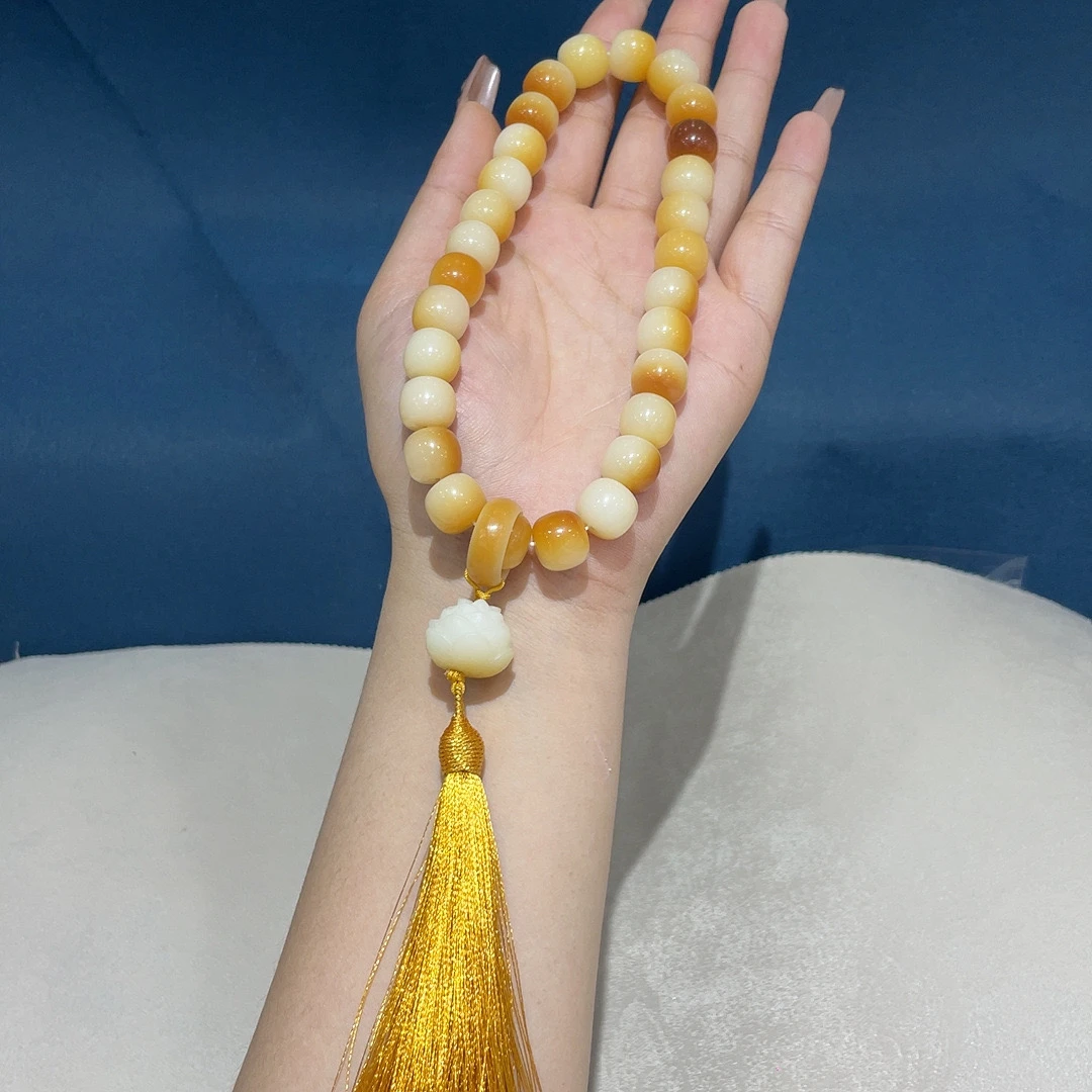 炭烤菩提莲花手持跑环流苏文玩盘玩手串男女款饰品