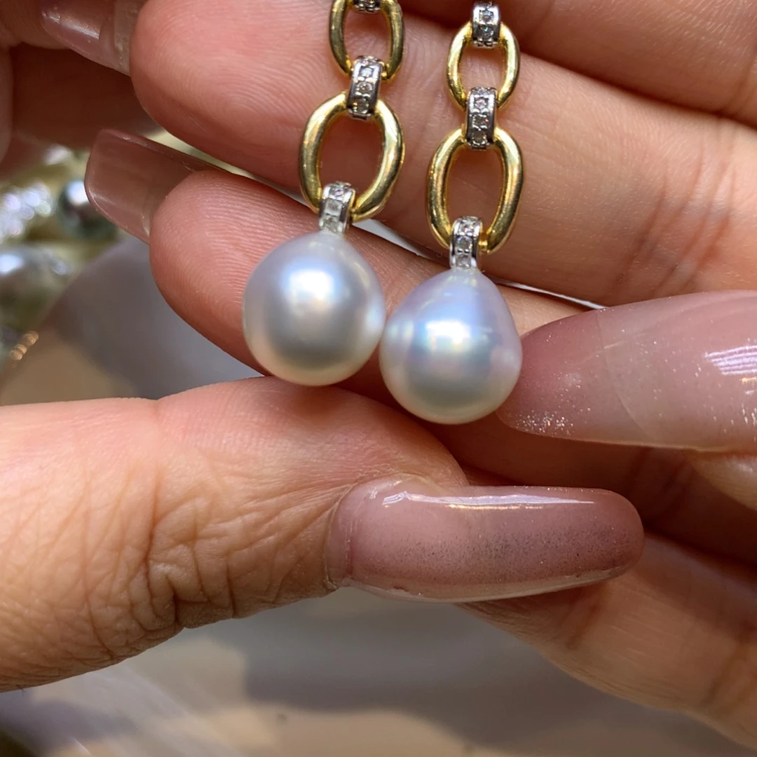 银S925镶嵌耳饰海水珍珠