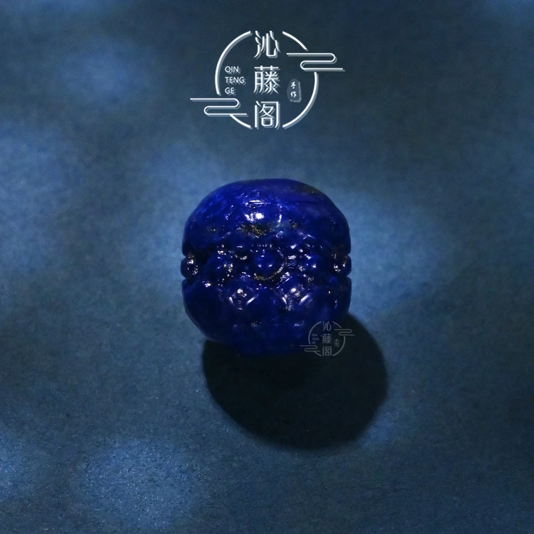 8/10/12MM天然青金石莲花座文玩手串手链DIY配饰配珠腰珠散珠单珠