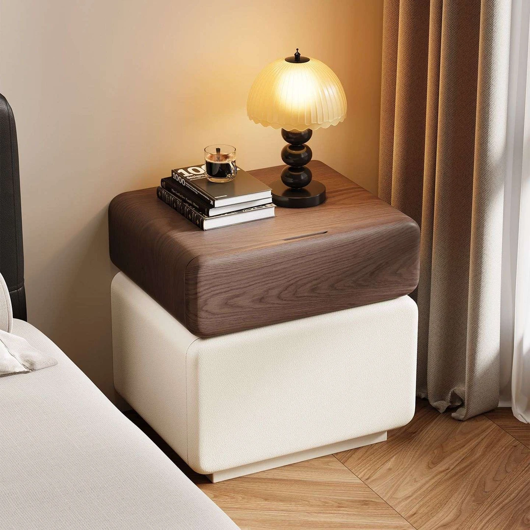 创意中古风床头柜卧室新款2025爆款带锁家用床边柜小型床头收纳柜