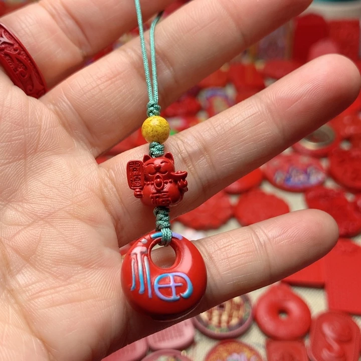 天然辰砂工艺品朱砂手机坠