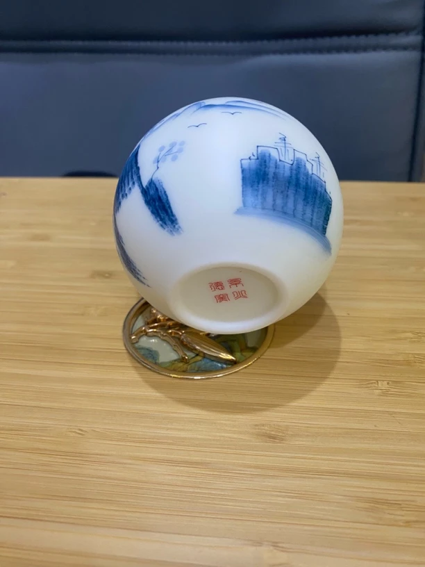 景德镇山水飞鸟白瓷手工陶瓷茶杯