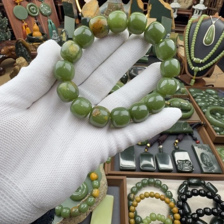 岫岩河磨玉（透闪石质玉）未镶嵌手串