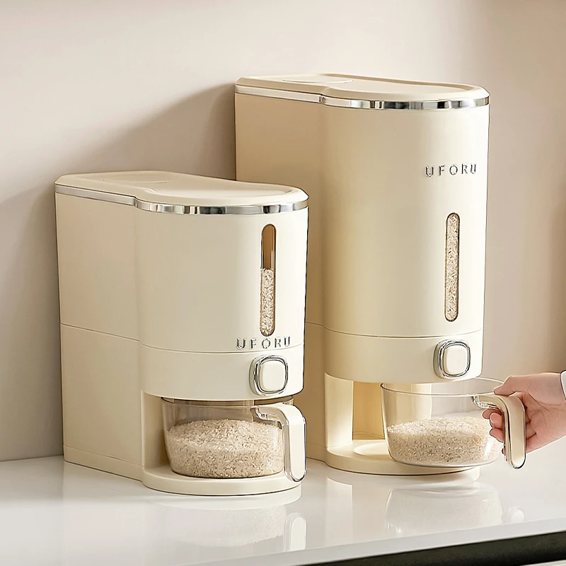 大容量按压米桶家用厨房防潮杂粮罐多功能窄缝五谷收纳米箱