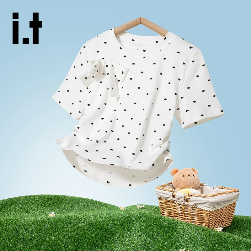 izzue【儿童旗舰】I.T女童可爱百搭T恤夏季新款波点短袖MY000300