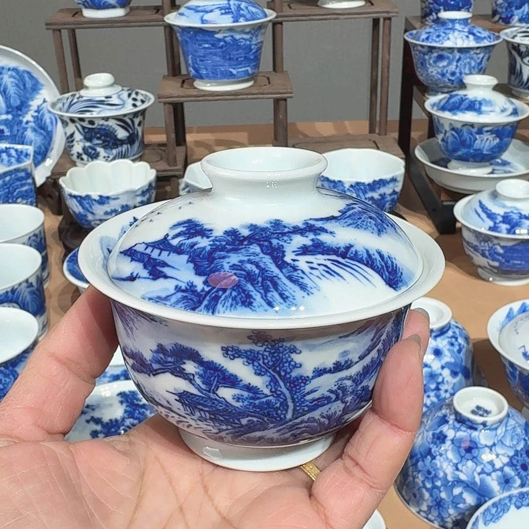 往****景德镇纯手绘盖碗单杯