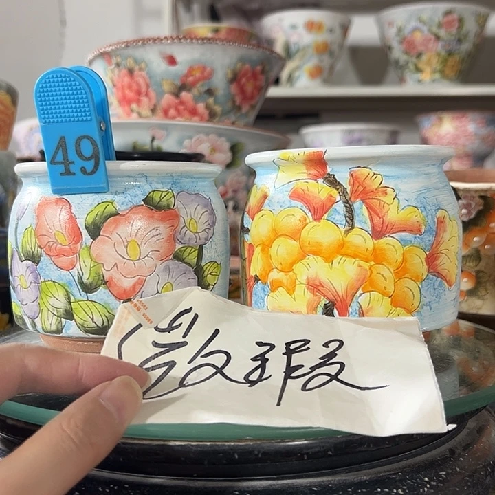 景德镇手绘花盆 满38包邮