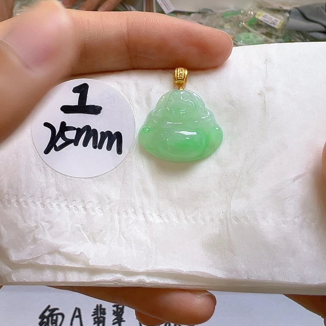 翡翠18K金镶嵌吊坠(不含链)翡翠