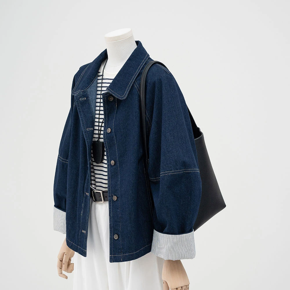 韩系超好看明线牛仔外套女2025春季新款港风复古宽松夹克短款上衣