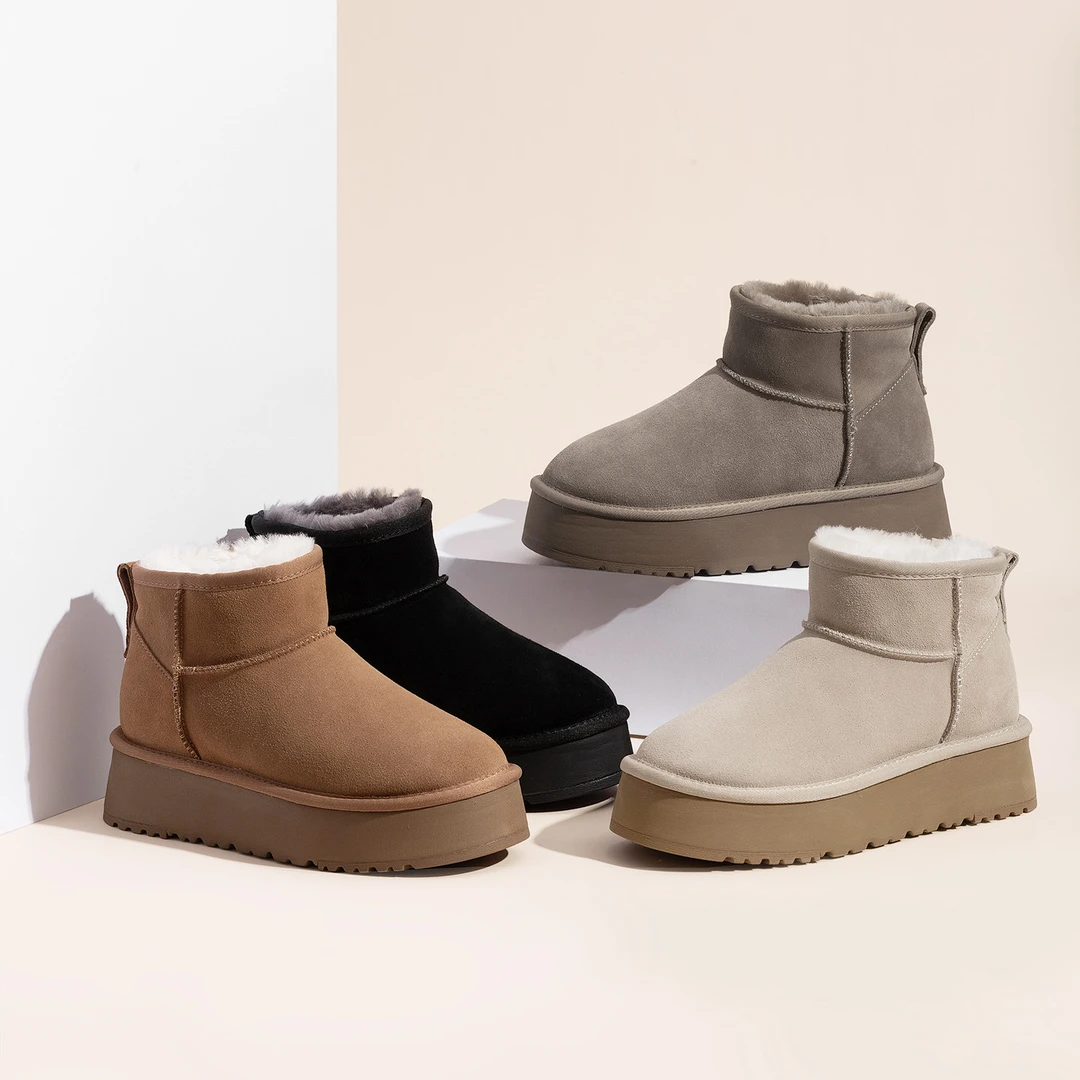 8厘米【Mini内增高】桑坡雪地靴女款爆款2025新款冬季厚底羊皮一体