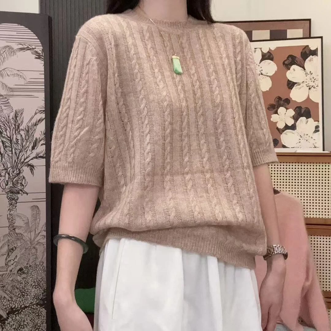 IXIAN女装-秋季薄款圆领宽松型针织气质纯色百搭时尚休闲女羊毛衫