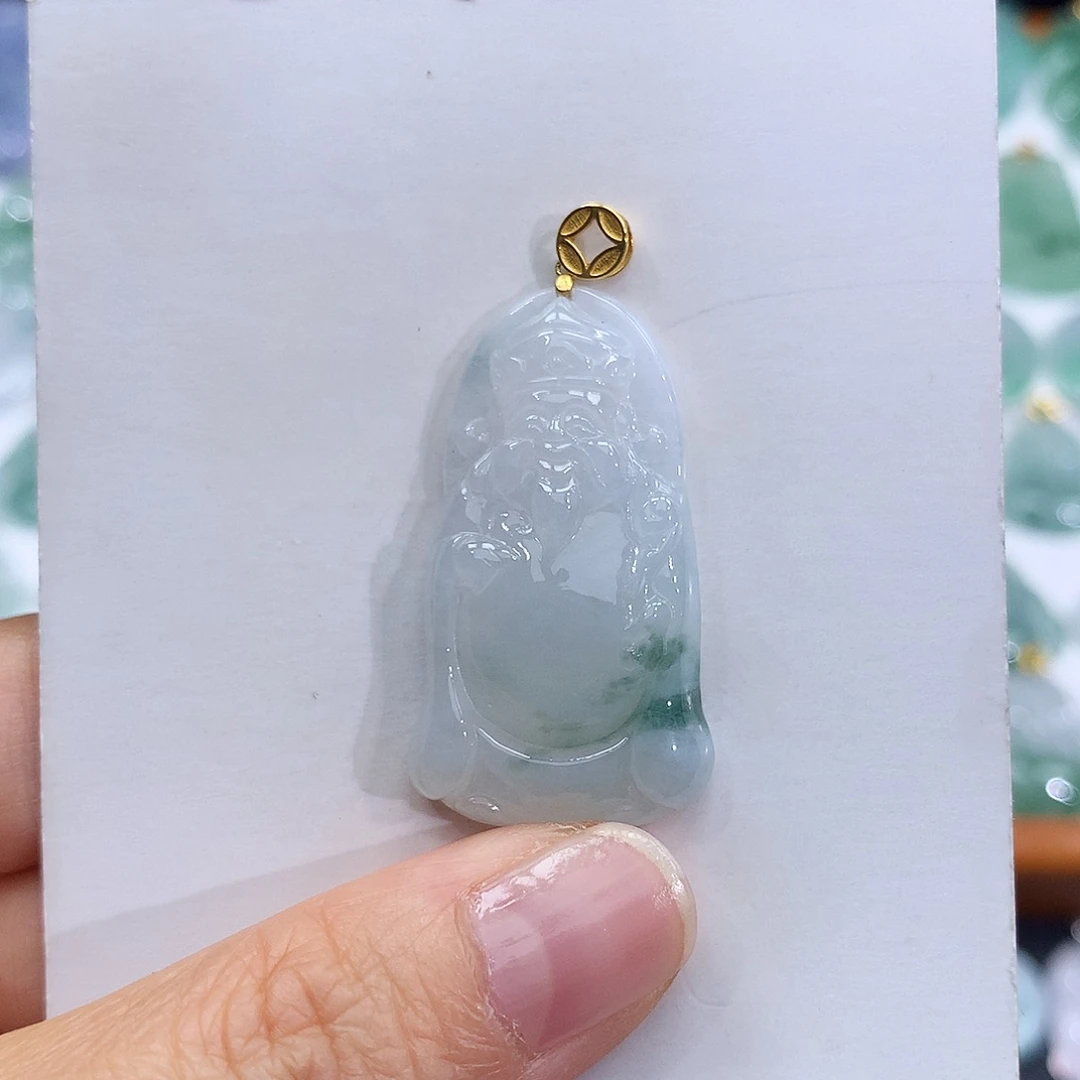 翡翠18K金镶嵌颈饰翡翠吊坠