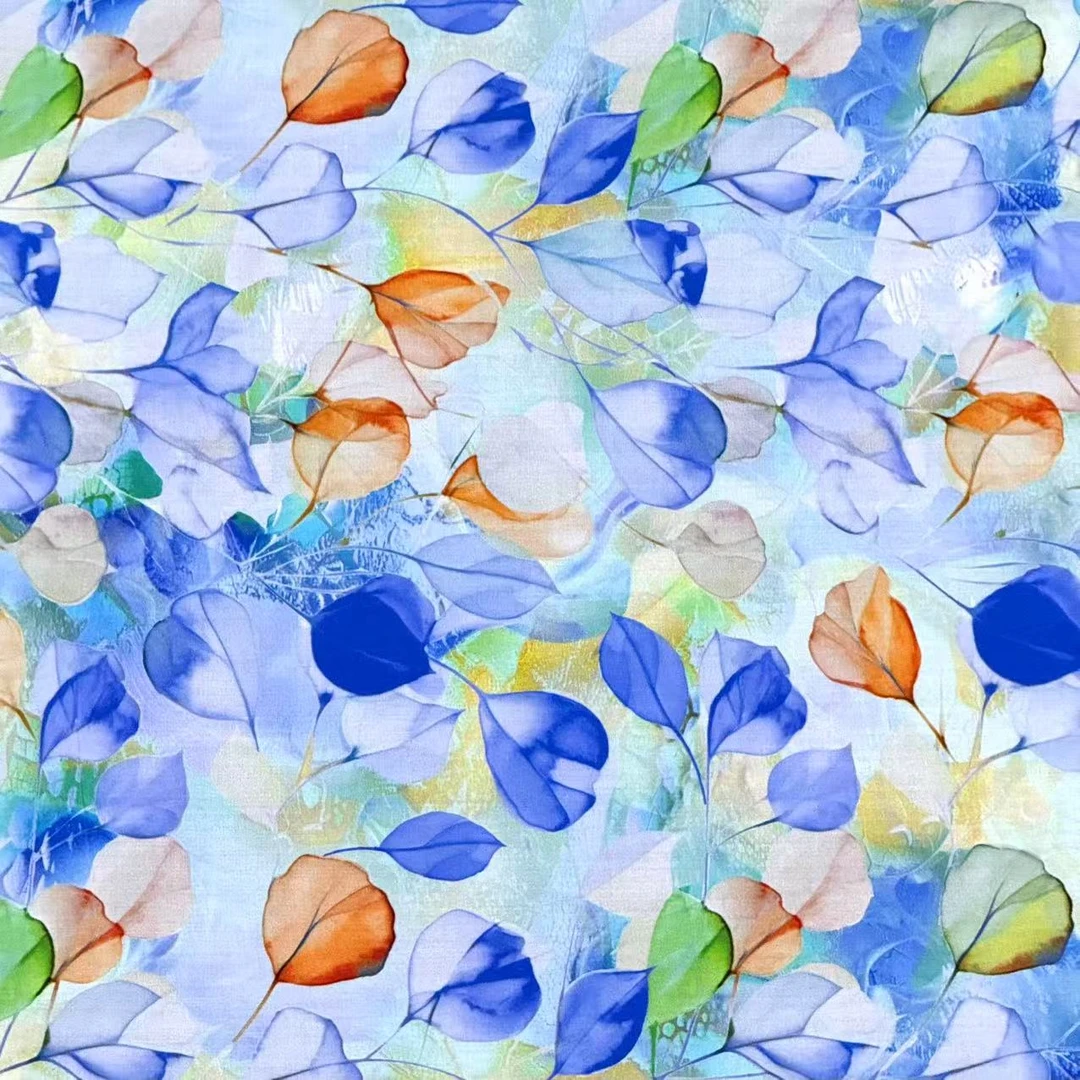 天丝棉绸澜彩沁蓝面料布料（不支持七天无理由退换奢华）