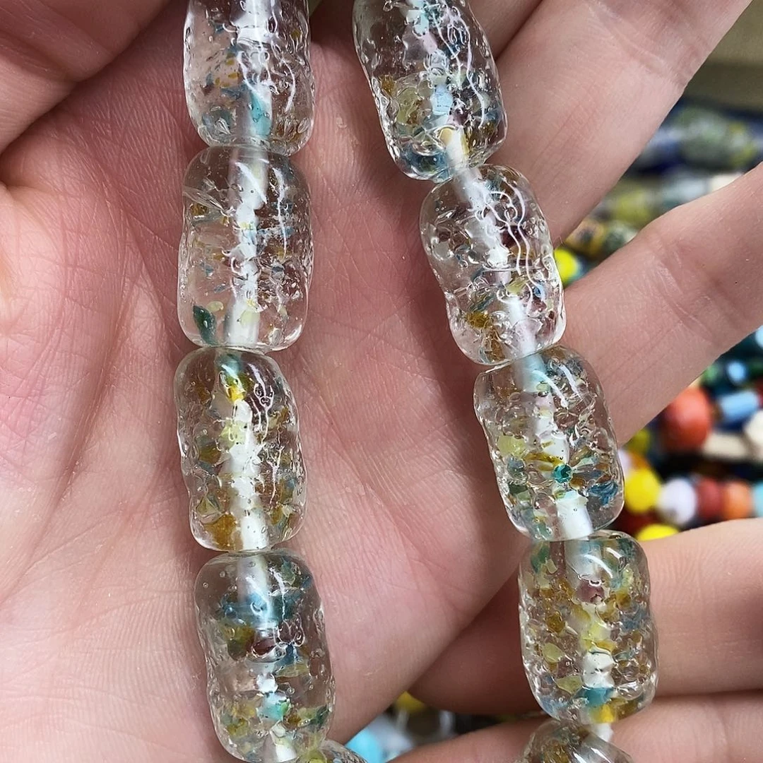 琉璃颈饰飘彩碎碎冰桶珠