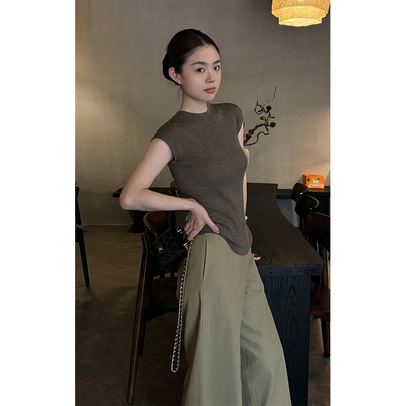 MARIE.COCO辣妹修身显瘦设计感短袖T恤女夏季小众通勤休闲裤套装