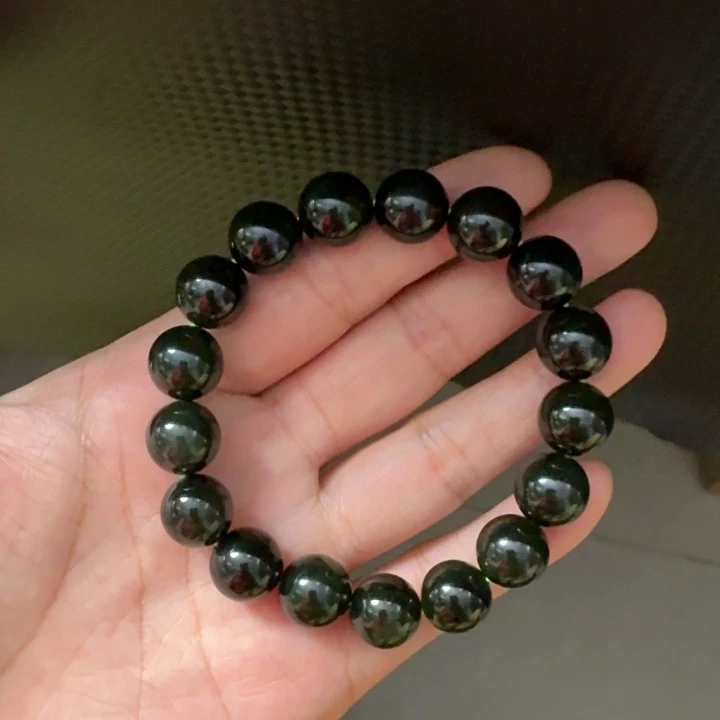 和田玉未镶嵌颈饰俄料正宗墨碧12