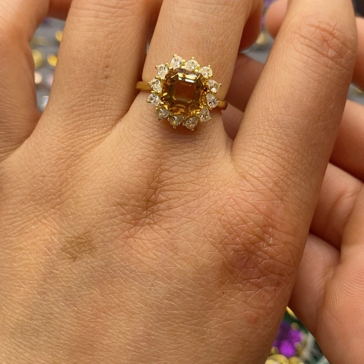 水晶戒指银S925镶嵌天然水晶戒指