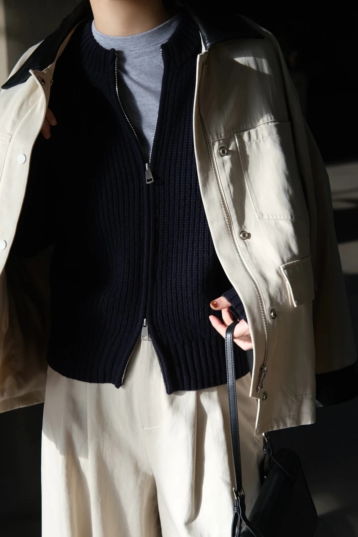 奕色【造型感双拉链毛衣】100绵羊毛