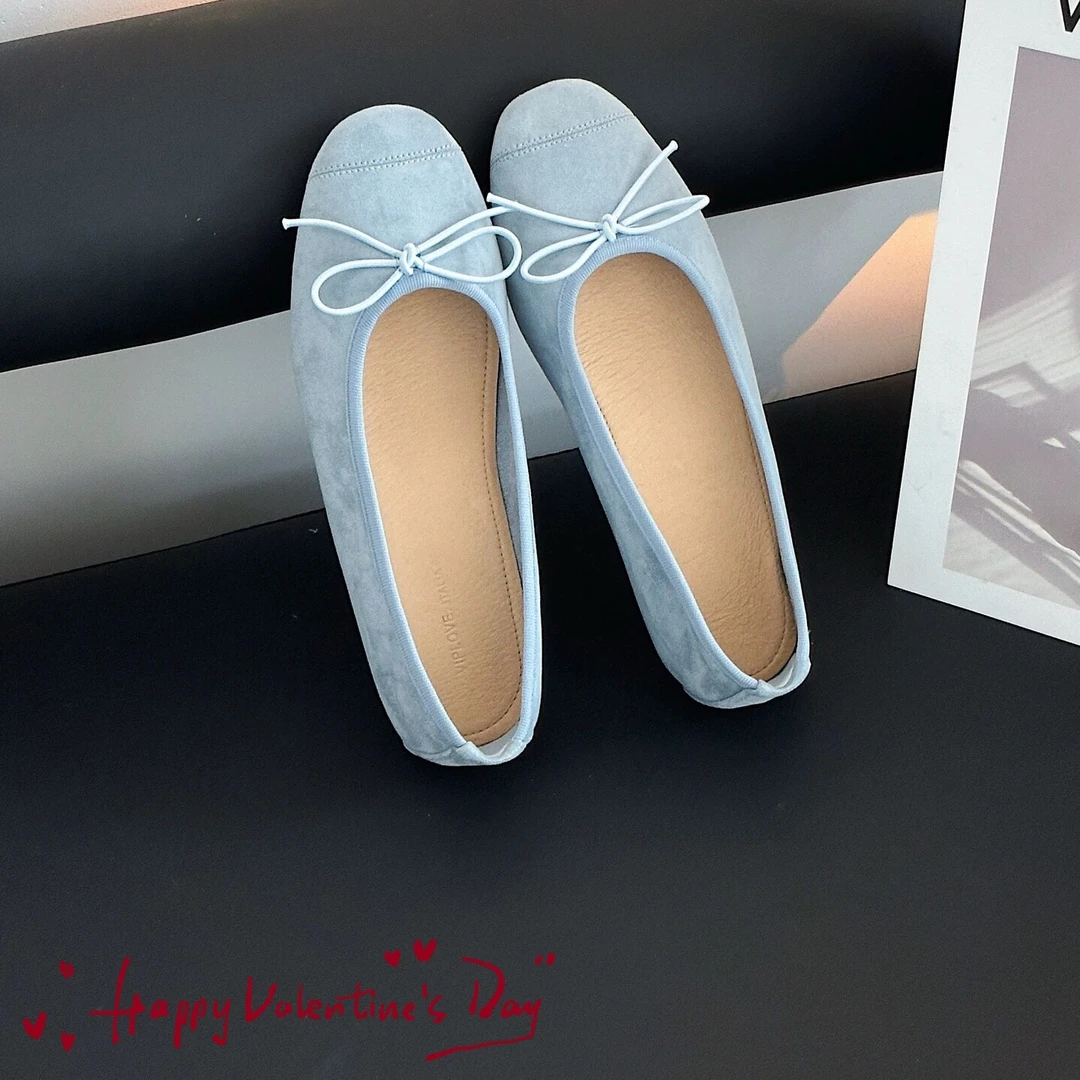 52129 #蓝色黄色 蝴蝶结平底鞋