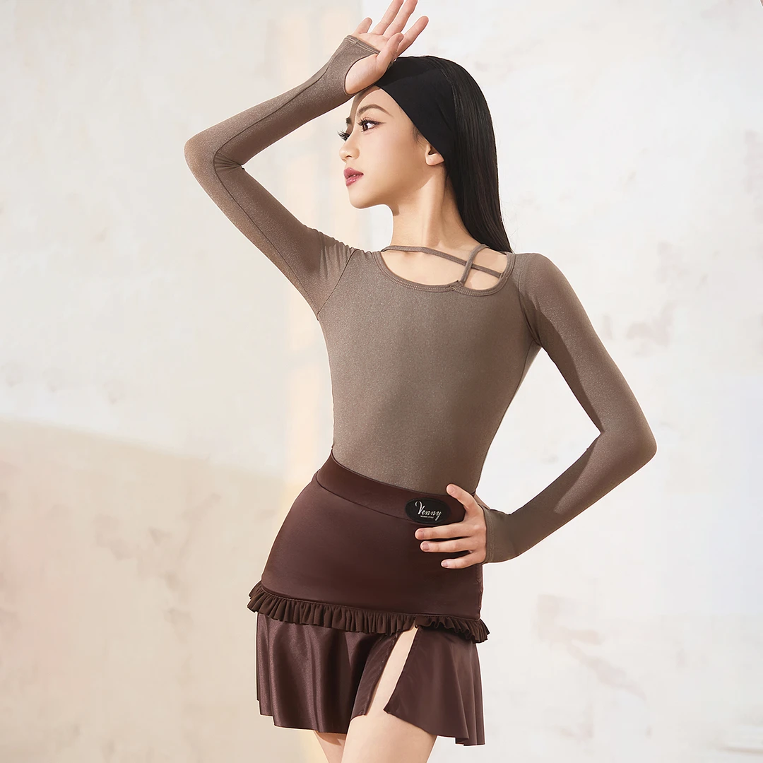 薇妮舞美拉丁舞服【玛奇朵朵】长袖女童练功服舞蹈训练秋冬套装