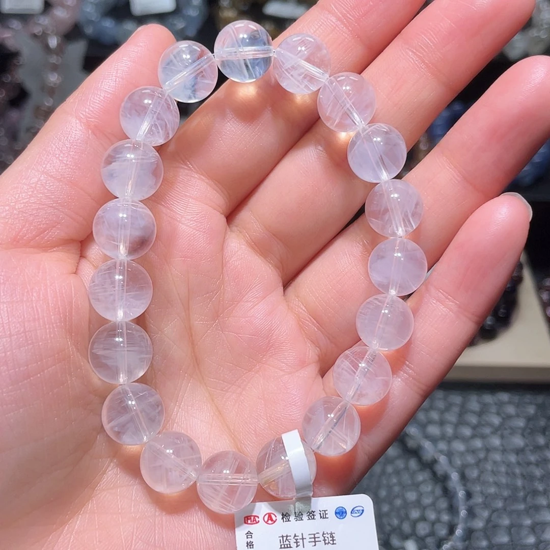 水晶手链未镶嵌蓝针手链，晶体通透