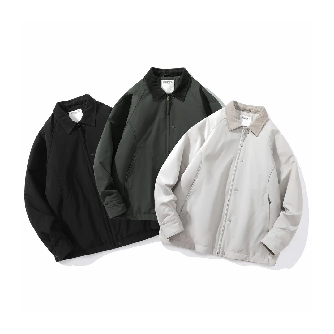 F8冬季老钱简约风灯芯绒翻领棉服外套9919