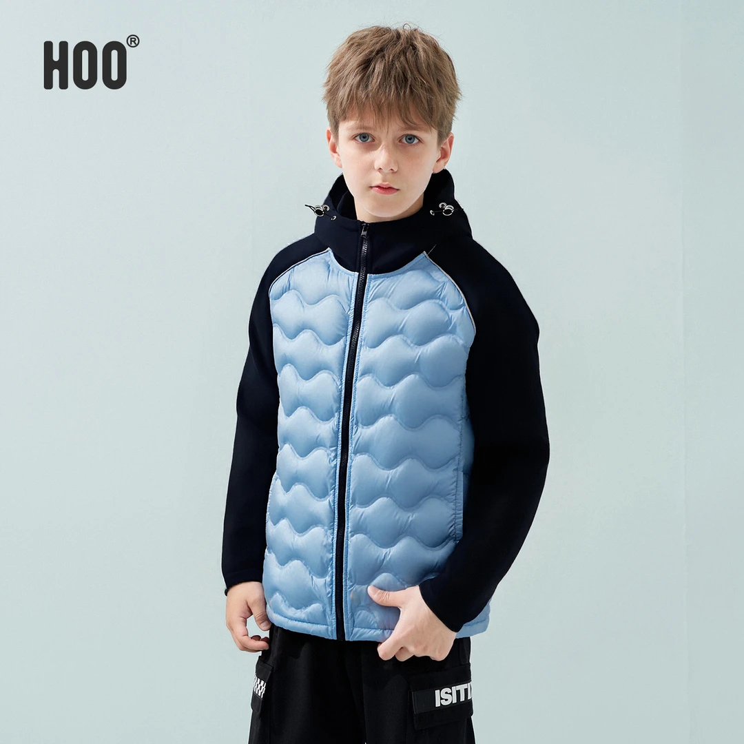 HOO男童冬季羽绒服防风保暖连帽大码男童羽绒220斤宽松版厚款0776