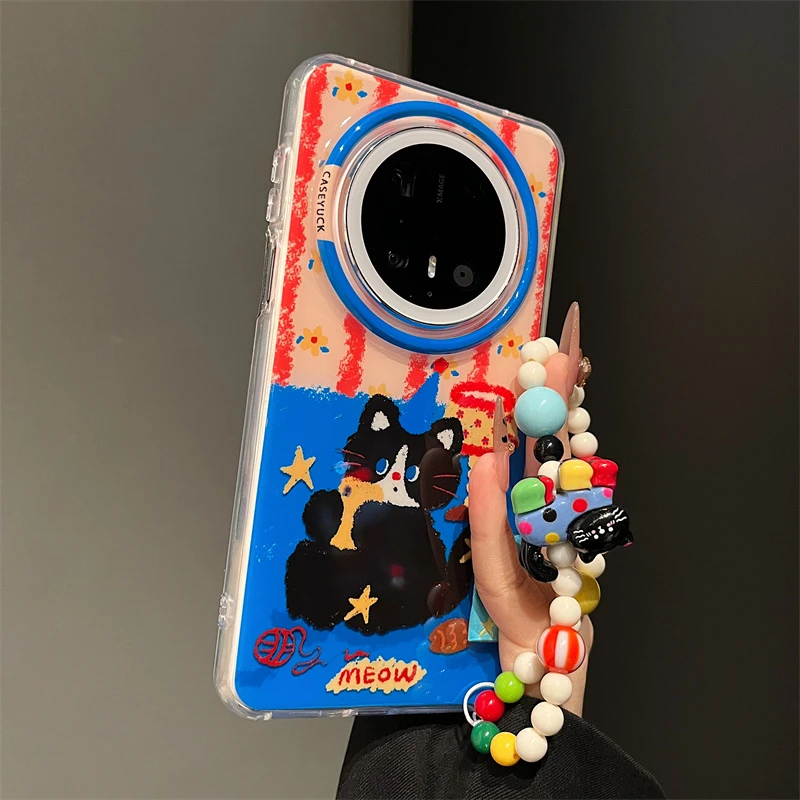 适用华为mate70pro+手机壳p80pro可爱卡通黑猫mate60pro防摔女款