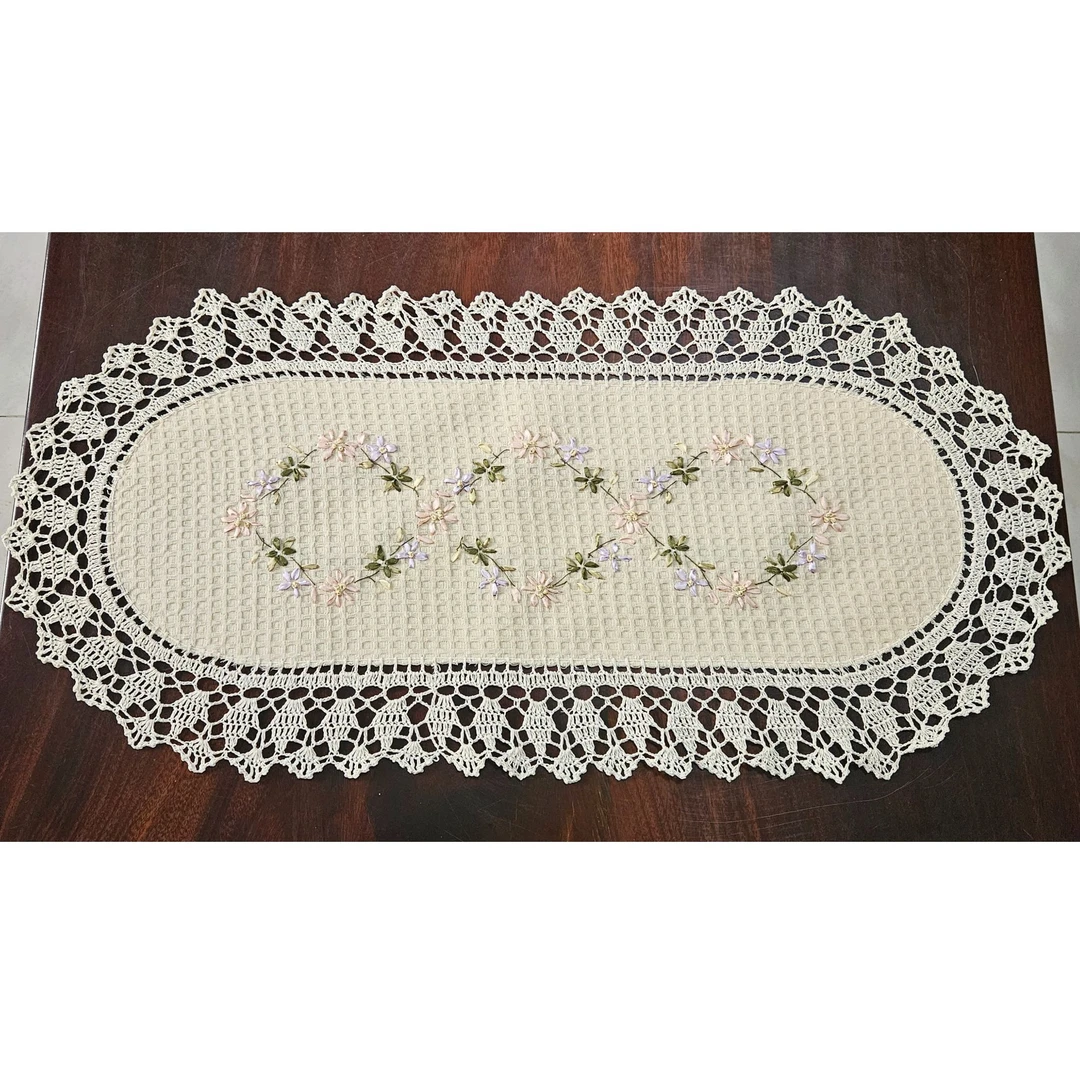 手工钩针丝带绣盘垫沙发扶手盖巾 2451 号