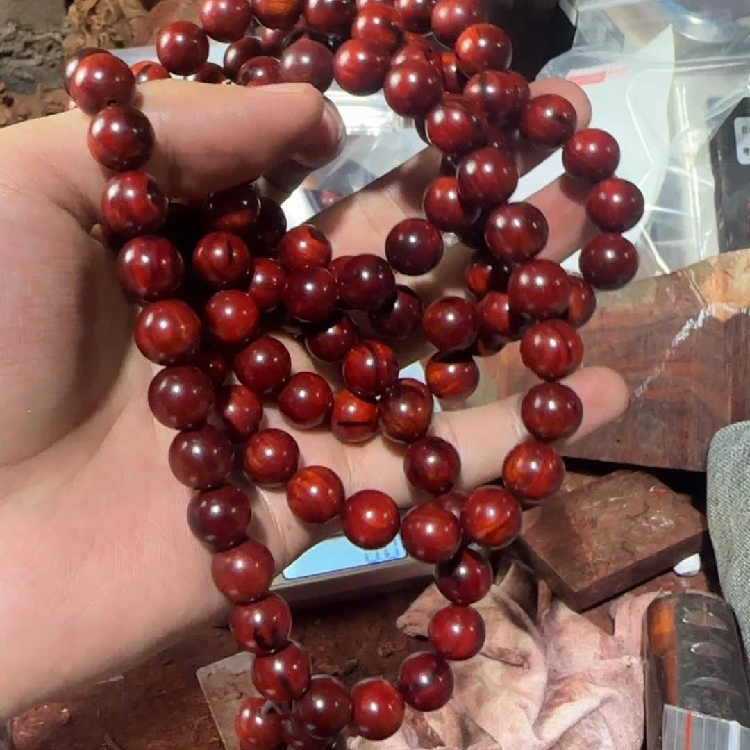 木小叶紫檀佛珠手串1.0x108