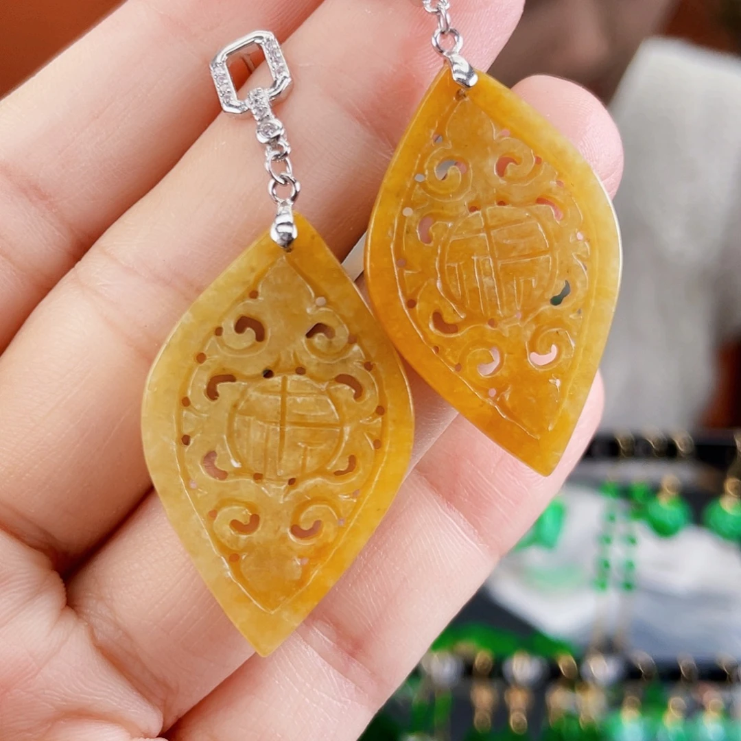 银S925镶嵌翡翠耳饰