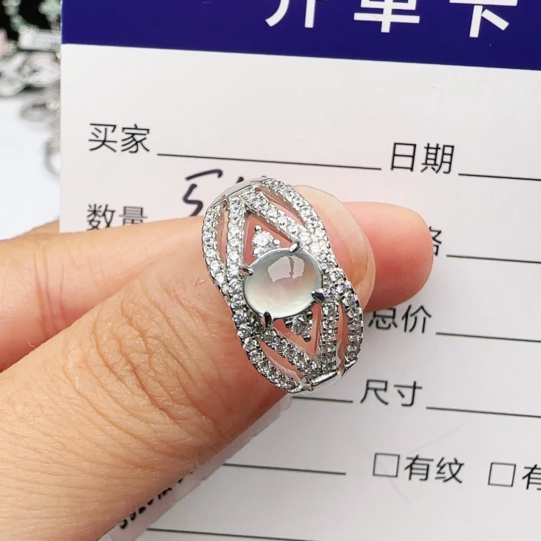 银S925镶嵌戒指翡翠戒指